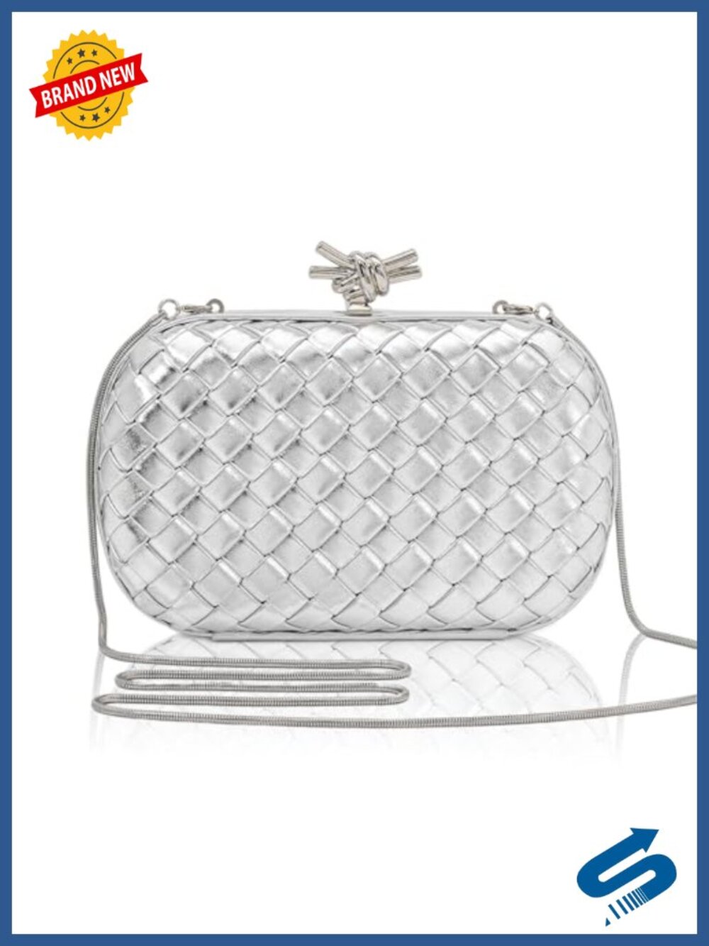 Woven PU Leather Clutch Purse for Women Formal Evening Bag